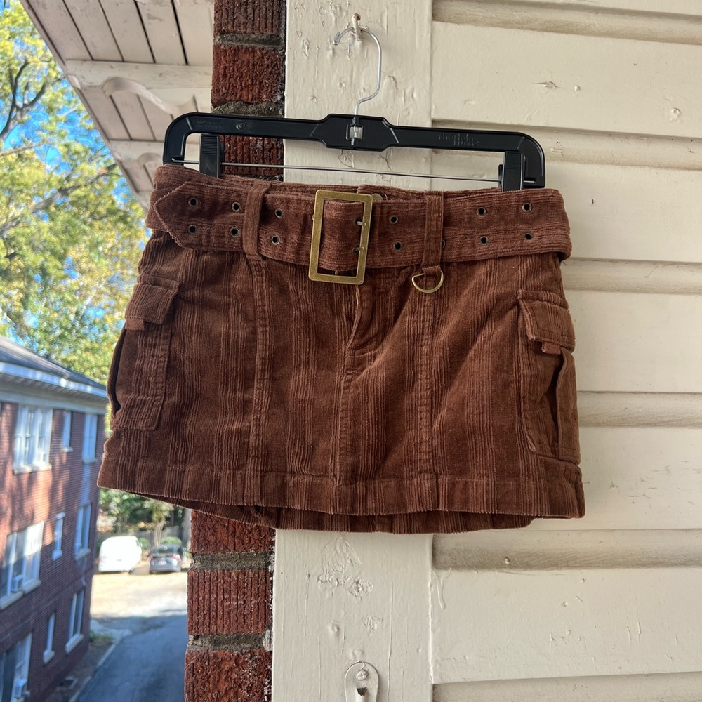 Brown Micro Mini Skirt with Belt